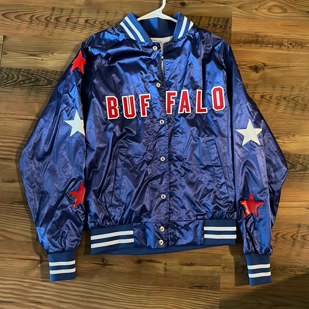 Buffalo themed football bomber jacket
